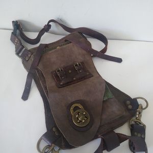 Leather Leg Bag  Waist Pack Sling Crossbody  Handmade Unique Unisex Pockets